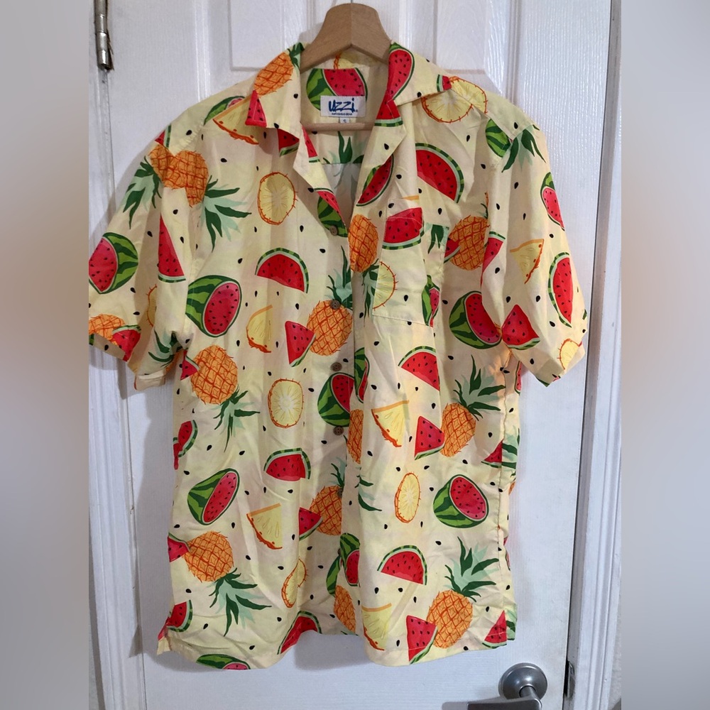 Vibrant Fruit Print Casual Shirt - Cream